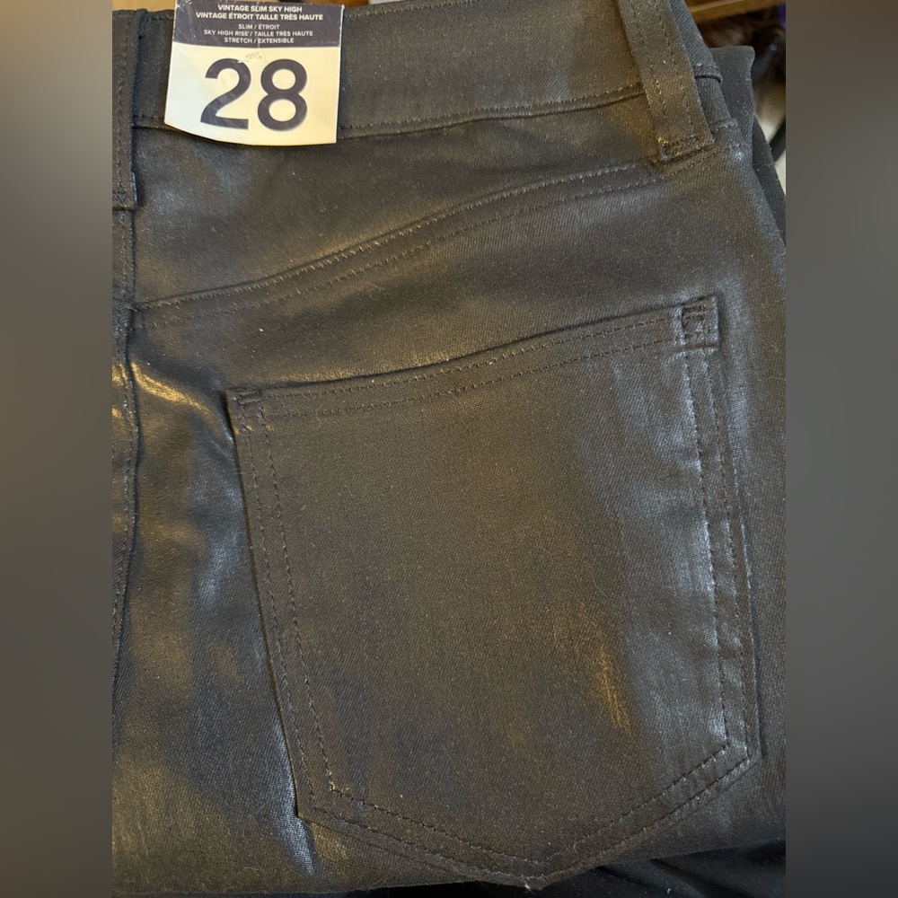 GAP Shiny Black Denim Pants